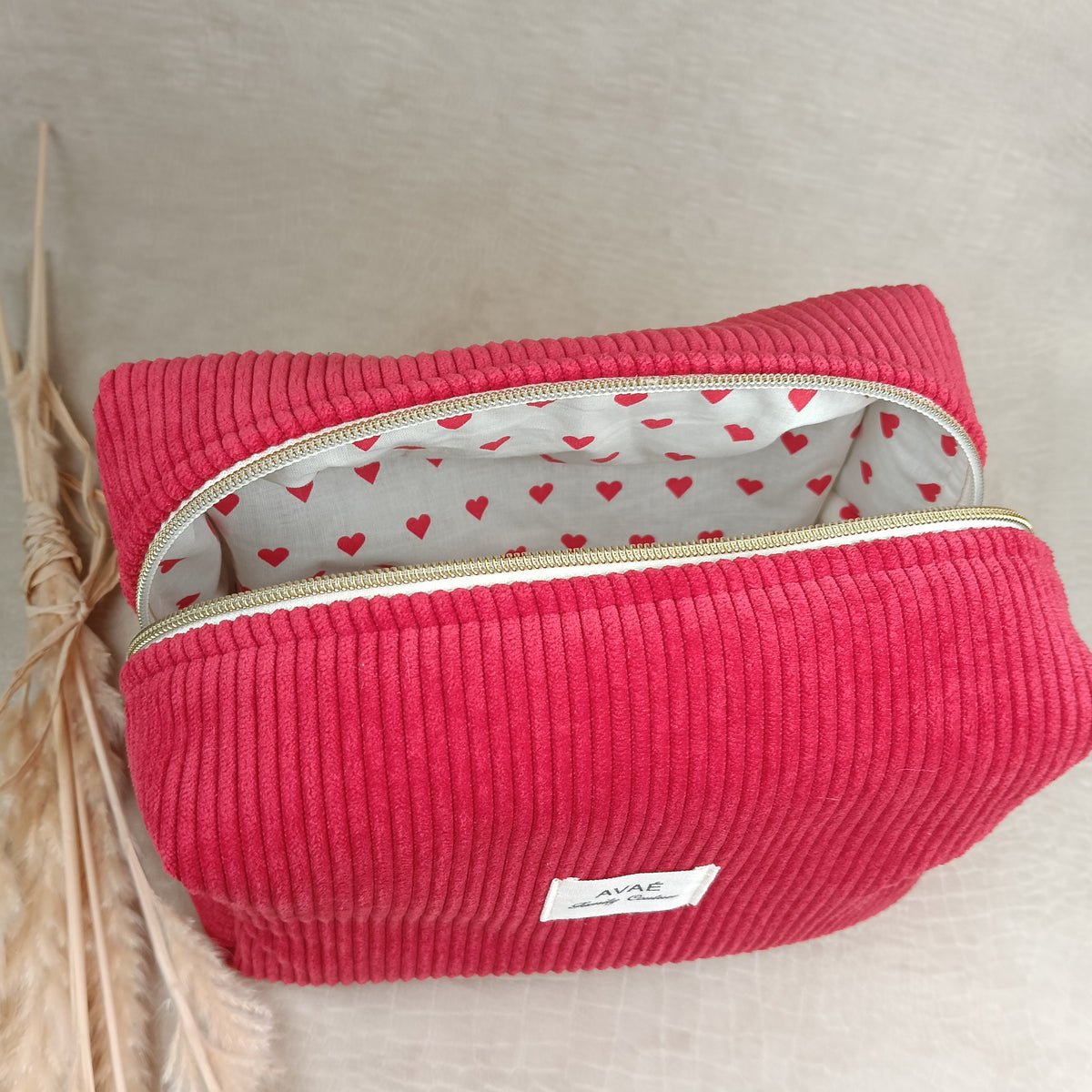 Trousse de toilette " rouge coeur "
